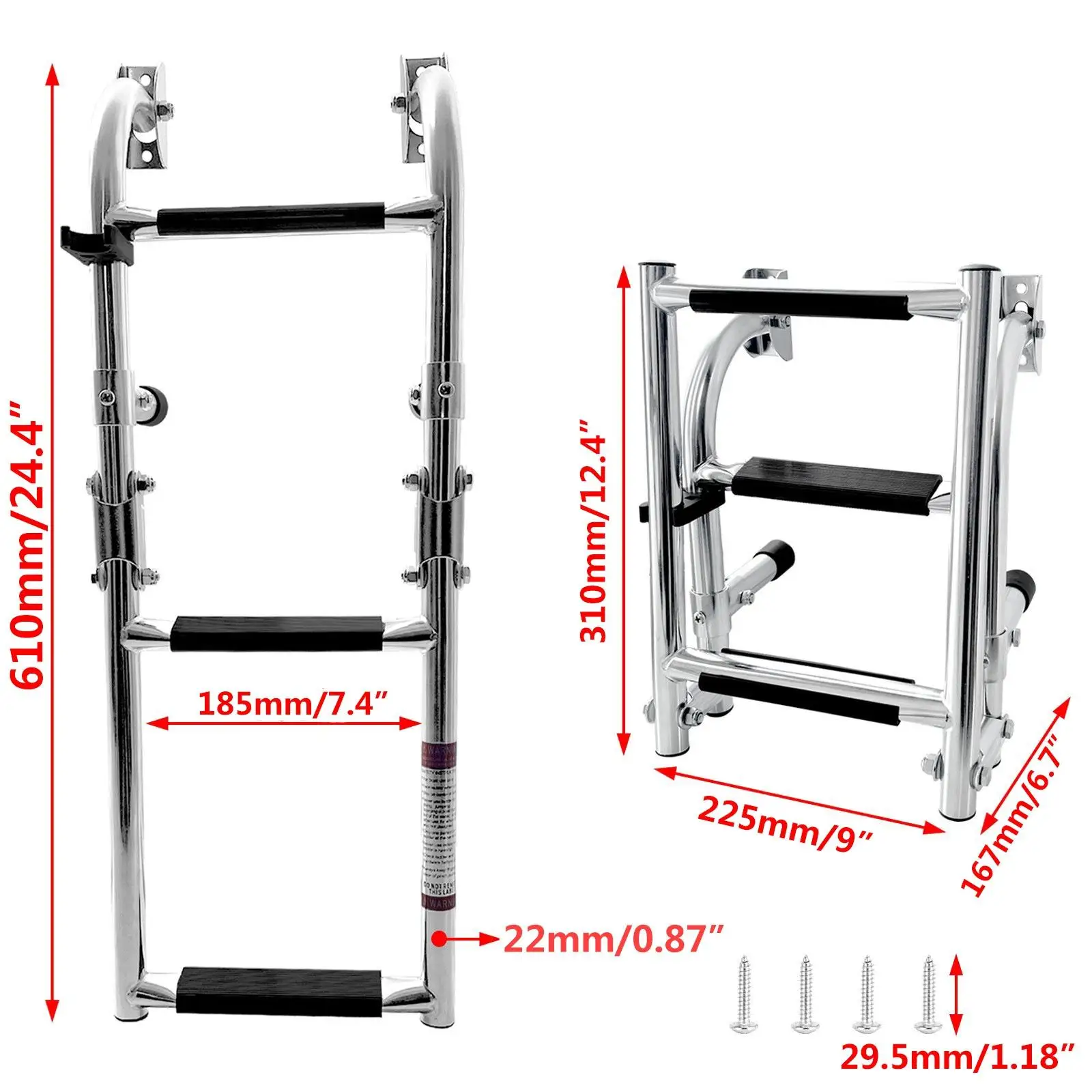 Assist Boarding Ladder 2 + 1 Step Antislip Boot Inklapbare Opstap Verlengladder Voor Bijboot Speedboot Camping Rv Zwembad