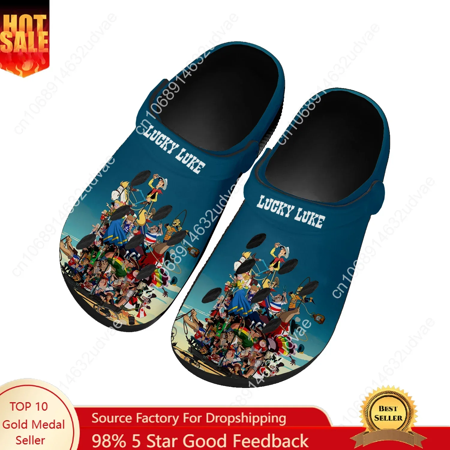 

Lucky Luke Water Shoes Mens Womens Comfortable Fashion Home Garden Clogs Customizd Sandals Beach Breathable Hole Slippers