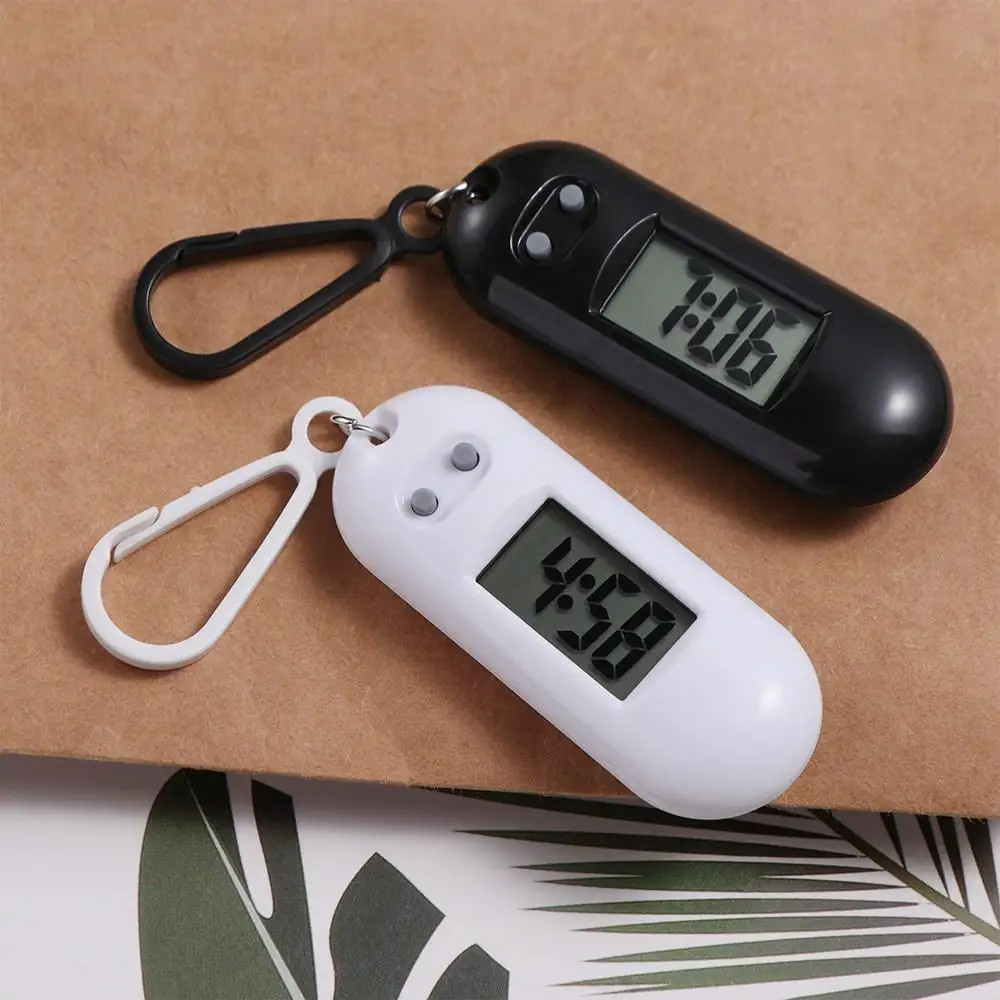 Key Display Digital Electronic Clock Keychain Oval Watch Table Time Display Electronic Watch Keyring Portable Small