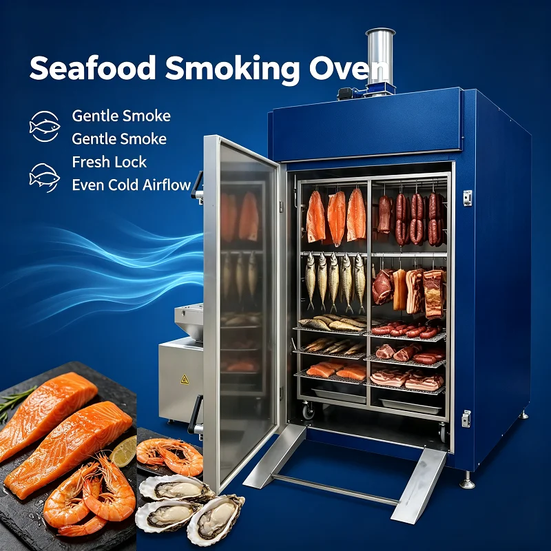 Commercial Stainless Steel Electric Smoker Oven, Heavy Duty Big Smoke Cabinet for Beef&Lamb with Caster & Drip Tray