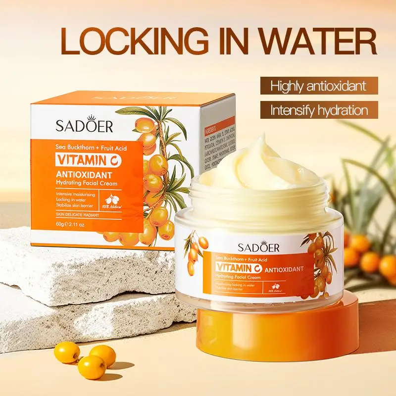 

SADOER Seabuckthorn Vitamin C Antioxidant Moisturizing Cream Firming Lift Fade Fine Lines Moisturizing Smooth Brighten Skin Care