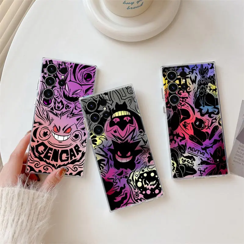 

Pokemons Gengar Mewtwo Anime Clear Case For Samsung Galaxy S25 S24 S23 Ultra S20 S21 FE S22 Plus A56 A55 A36 A26 5G Phone Cover