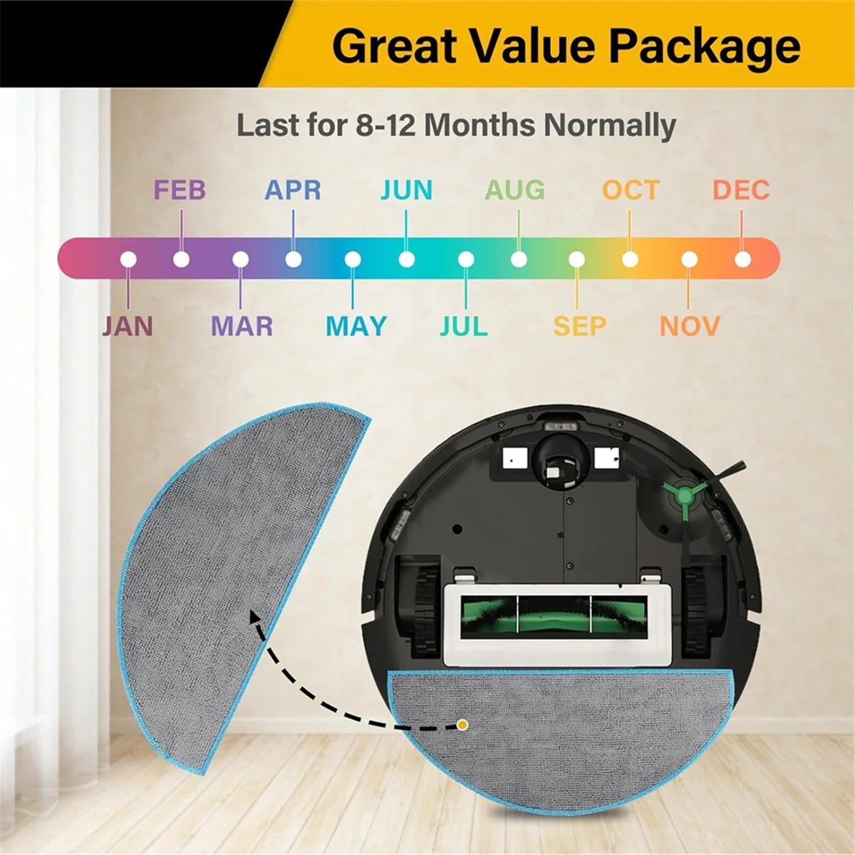 6 Pack Y0140 Mop Pads Replacement Parts for IRobot Roomba Combo Essential Y0140 Y0112 Y0110 Vacuum Cleaner