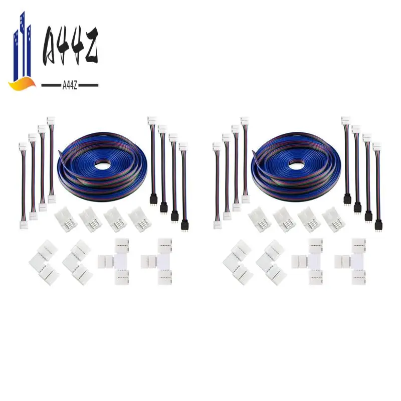 

A44Z-2 Набор, 16,4 фута (5 м), 4-контактный удлинительный кабель для светодиодной ленты RGB, комплекты разъемов для светодиодных лент для гибких светодиодных лент RGB 5050