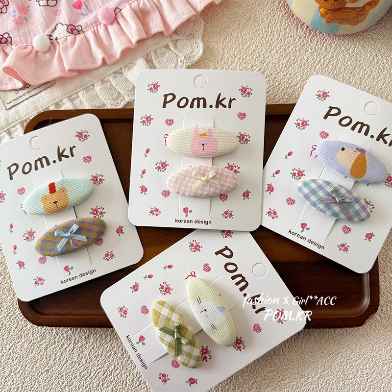 

Kids Side Hair Clips Pink Bow Heart Shape Cartoon Design Snap Clips for Girls Sweet Everyday Hairpin 2025 Spring Collection