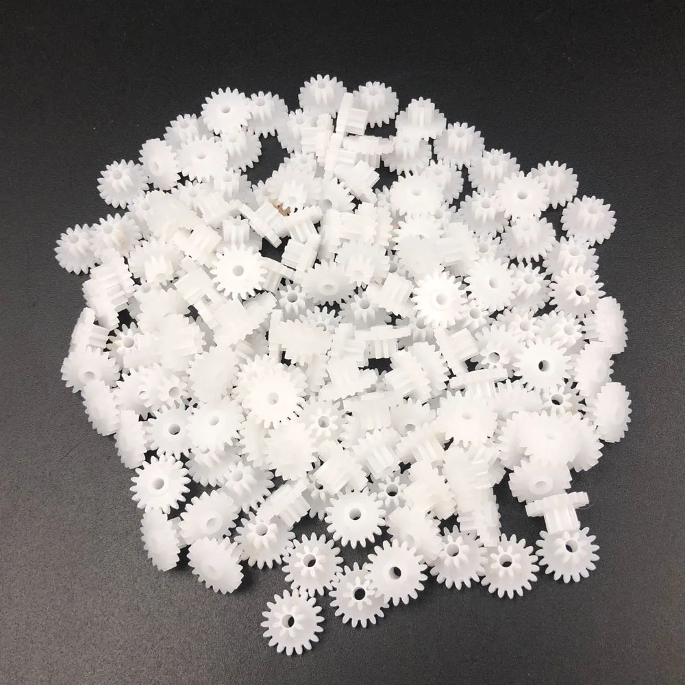 100x 18082A Double Deck Plastic Reduction Gear 18 Teeth 8 Teeth Compound Gear 1.95mm Aperture DIY Robot Toy Car Replacement Gear