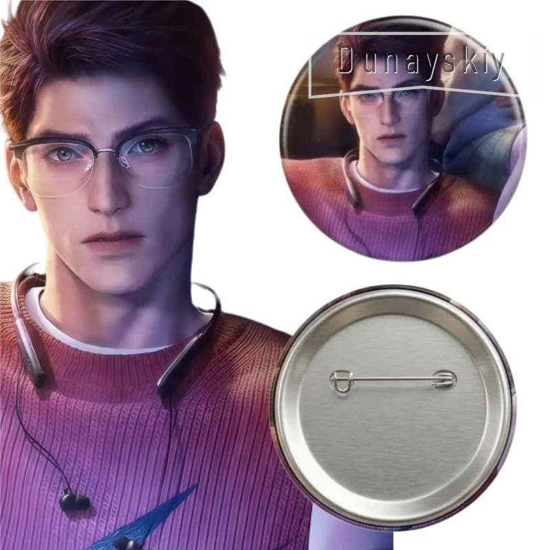 Love And Deepspace Ao Yin Badge Tinplate Button Pin Badge Game Character Collectible Pin HD Printed Round Brooch Halloween Gift