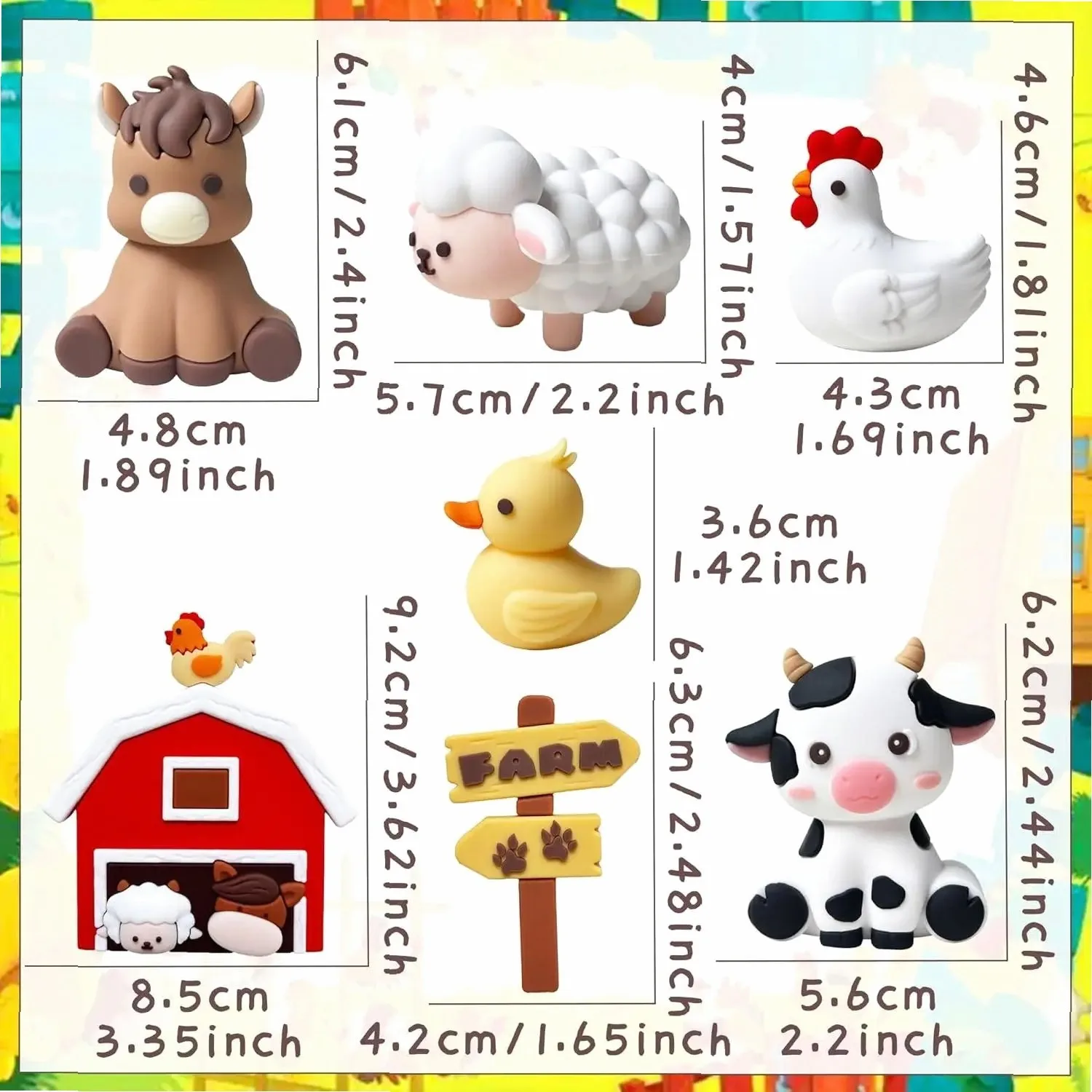 RGT Farm Animal Cake Topper Set Sheep Cow Pig Decorations for Baby Shower Birthday Party Supplies, Rustic Barnyard Theme