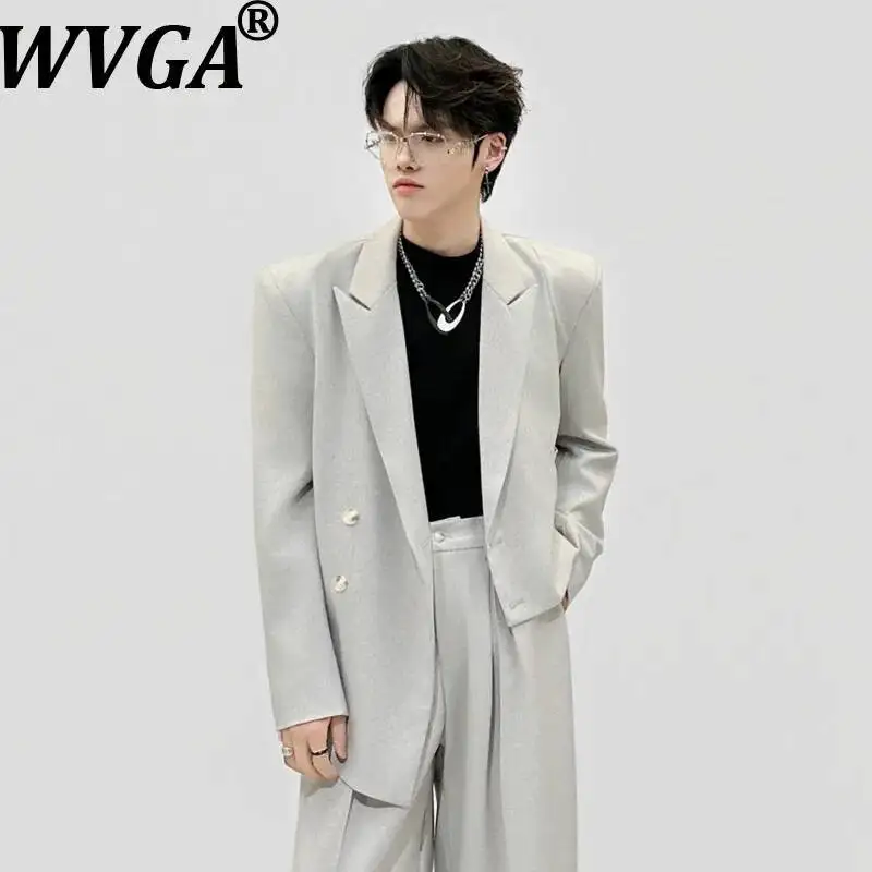

WVGA Spring New Men's Peaked Lapel Asymmetrical Design Trendy Blazer Niche Chic Casual Straight Suit Pants Two Pieces Set W23645
