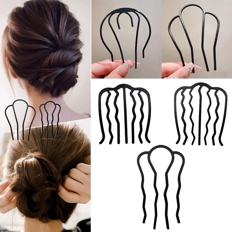 

1pcs Girls Black Metal Hair Fork Clip For Women Hair Pin Combs Messy Bun Hairpin Clip Side Combs Updo Sticks Hair Styling Tool