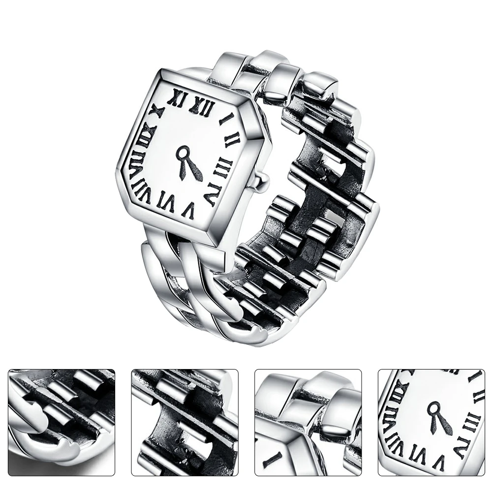 Часы с кольцом из чистого серебра S925 для женщин, модные кварцевые ювелирные часы, прочные повседневные декоративные аксессуары в форме большого пальца