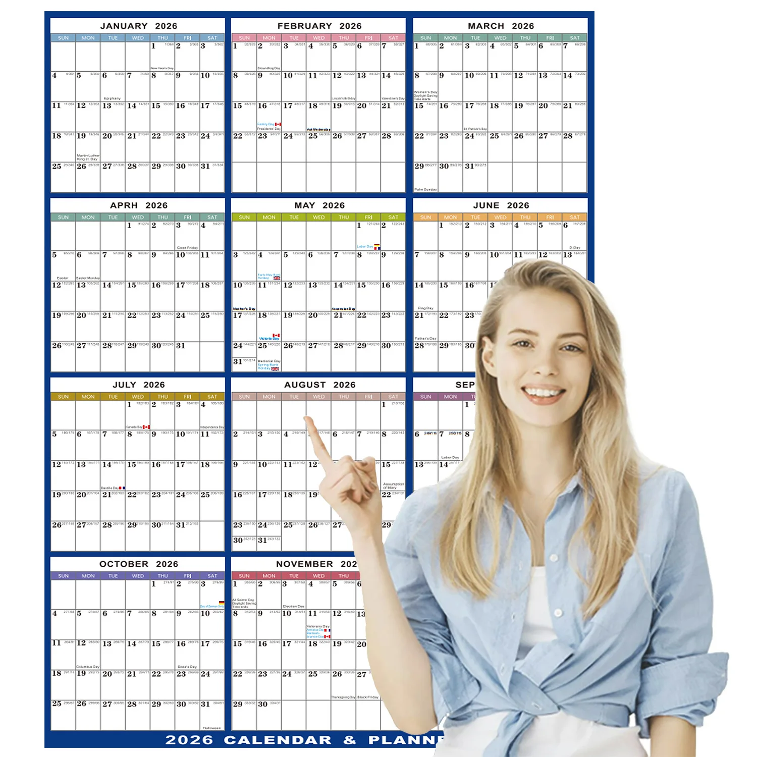 

2026 Calendar Planner Dry Erase Sheet Wall Calendar Erasable Foldable Schedule Yearly Planner Double-sided Board Office Supplies