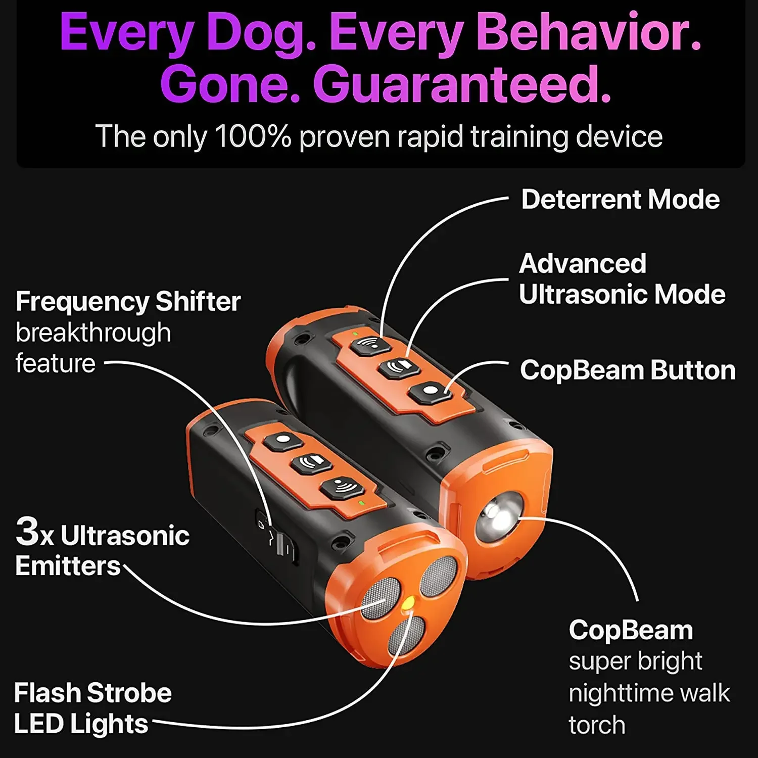 Imagem -04 - Ultrasonic Dog Training Device Pet Dog Repeller Anti Bark Dissuasor Dispositivo Lanterna Led Recarregável 2024