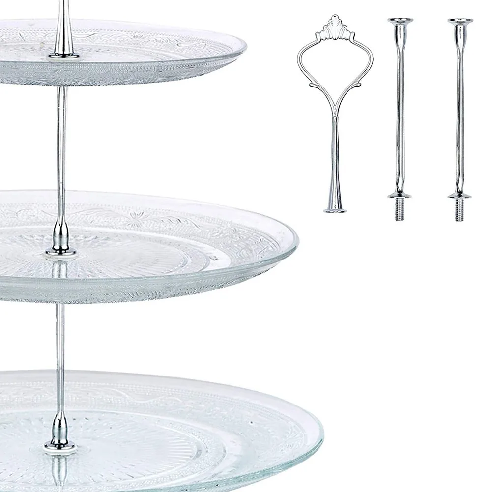 2/3 Tier Cake Stand Afternoon Tea Wedding Plates Party Tableware Golden/Silver Tier Cake Plate Stand Cupcake No Plate Zinc Alloy