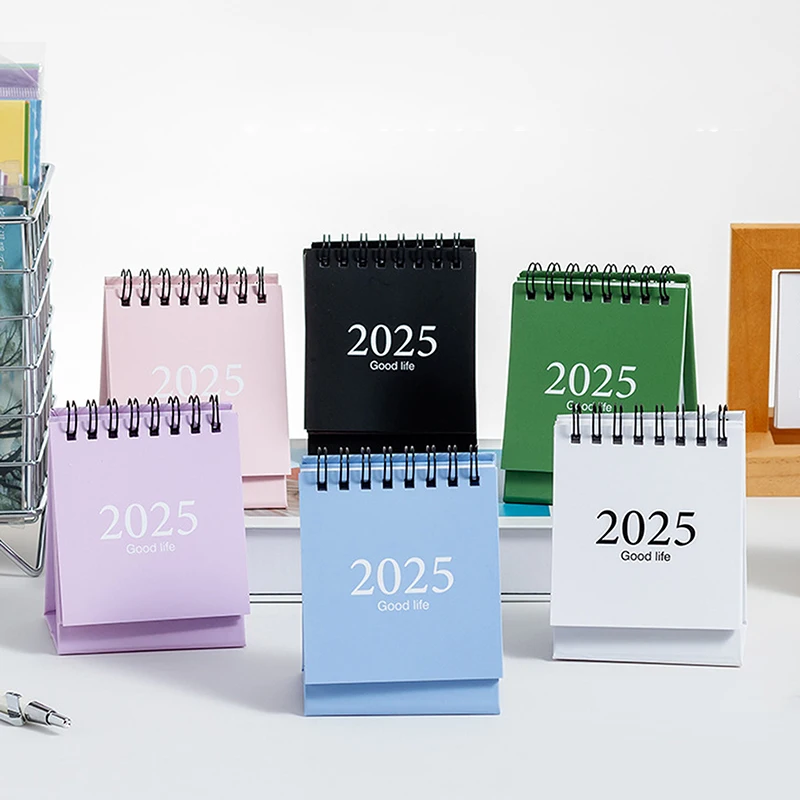 Mini calendrier de bureau simple, calendrier de poche portable, plan de poinçonnage, décoration de bureau, petit, 2025