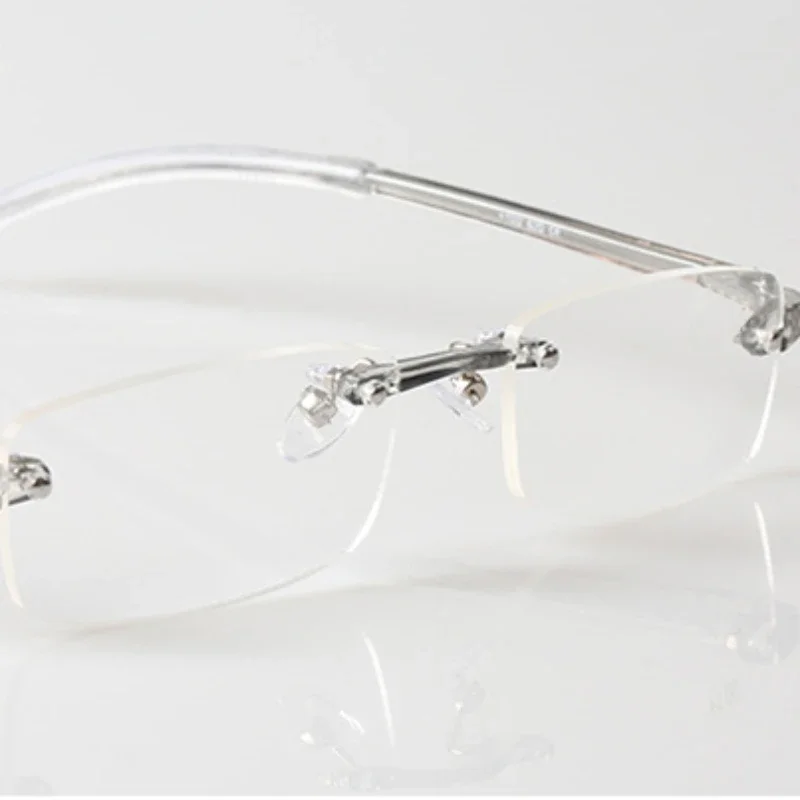 Vintage Rimless Finished Myopia Glasses TR90 Ultralight Soft Men Women Ultralight Resin Nearsighted Eyeglasses Diopters 100~250