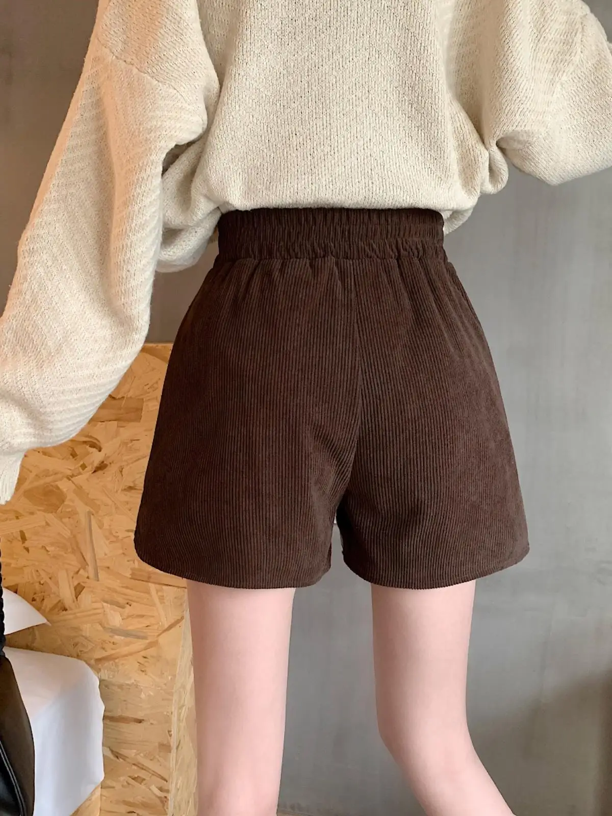 Pantalones de Pana para Mujer, Cintura Alta, Corte Ajustado, Pierna Ancha, Ropa de Abrigo para Otoño e Invierno, Pantalones de Pana Versátiles e Informales...