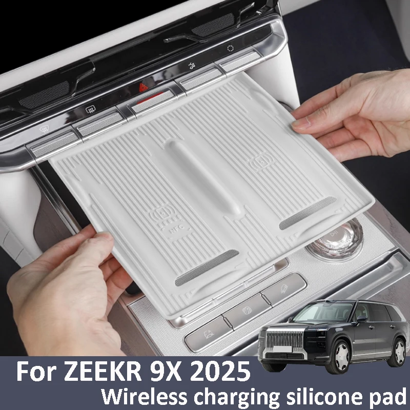

For Zeekr 9X EX1H 2025 2026 Car Wireless Charging Pad Central Control Panel Interior Anti Slip Protect Silicone Pad Accessory