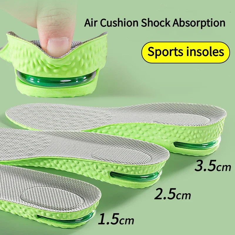 1Pair Breathable Sweat and Anti-Odour Insole Air Cushion Height Enhancement Insole Shock Absorbing Insole for Sports Shoes