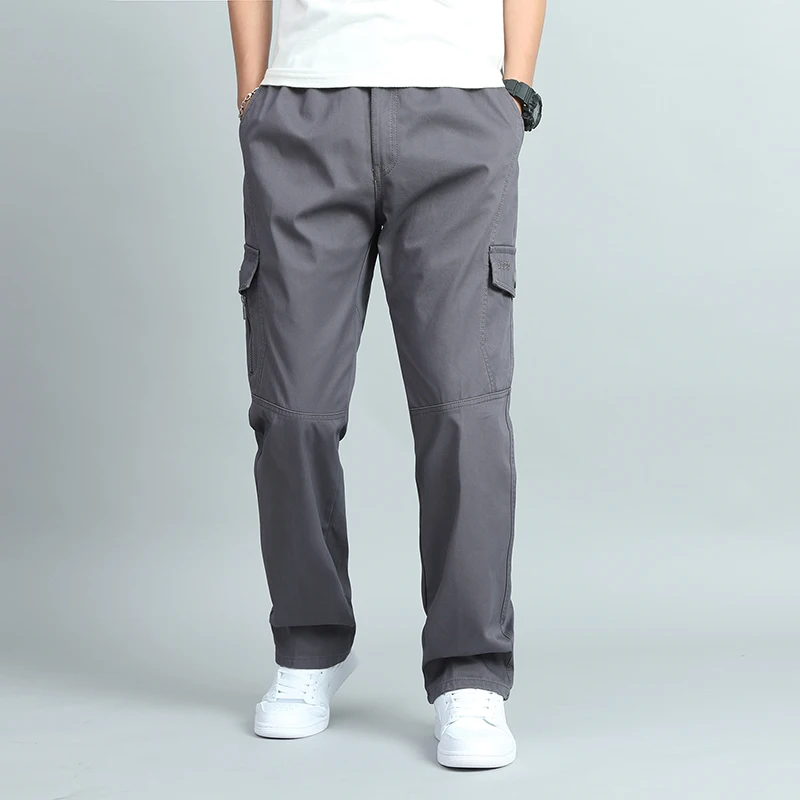 Novo verão casual escalada joggers sweatpants homem outono primavera algodão preto calças de trabalho tamanho grande 6xl calças de carga dos homens