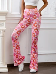 New Bohemian Style Thin Flared Pants Women European And American National Fashion Trend High Stretch Slim Leggings Women