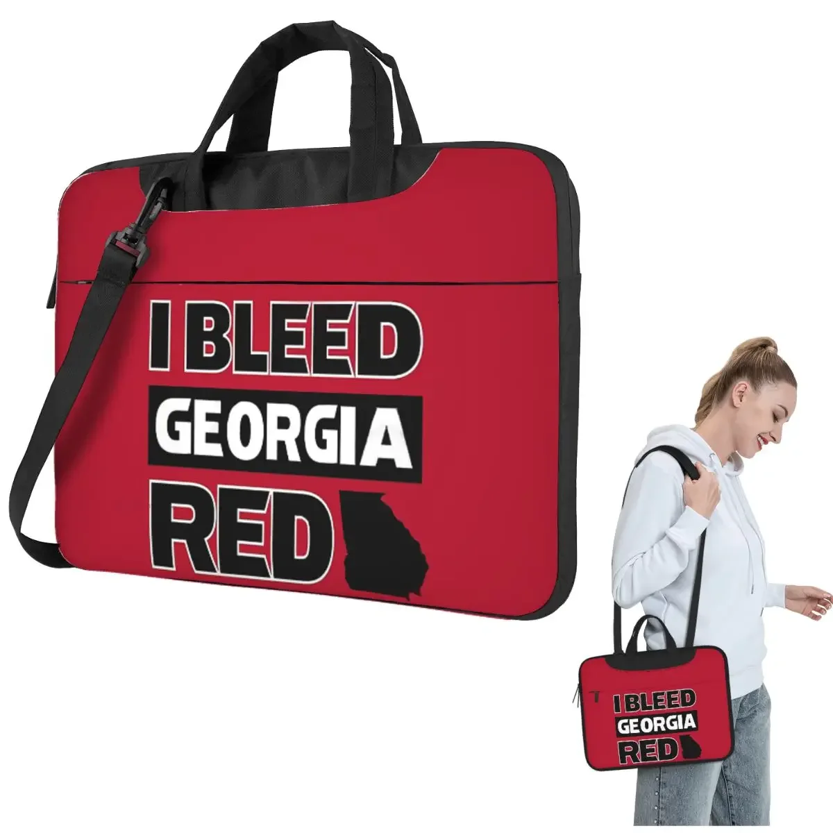 

I Bleed Red Georgia UG Bulldog Pride Crossbody Laptop Bag Case Computer Bag Resistant Protective Notebook Pouch for Macbook Pro