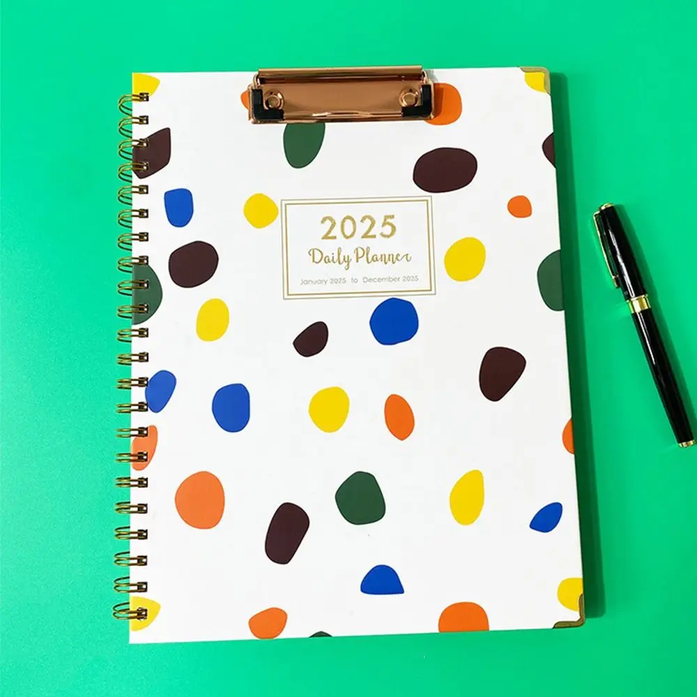 

With Plate Clamp 2025 English Agenda Book Daily Planner Loose-leaf Coil A4 Schedules Calendar Notepad Weekly Plan