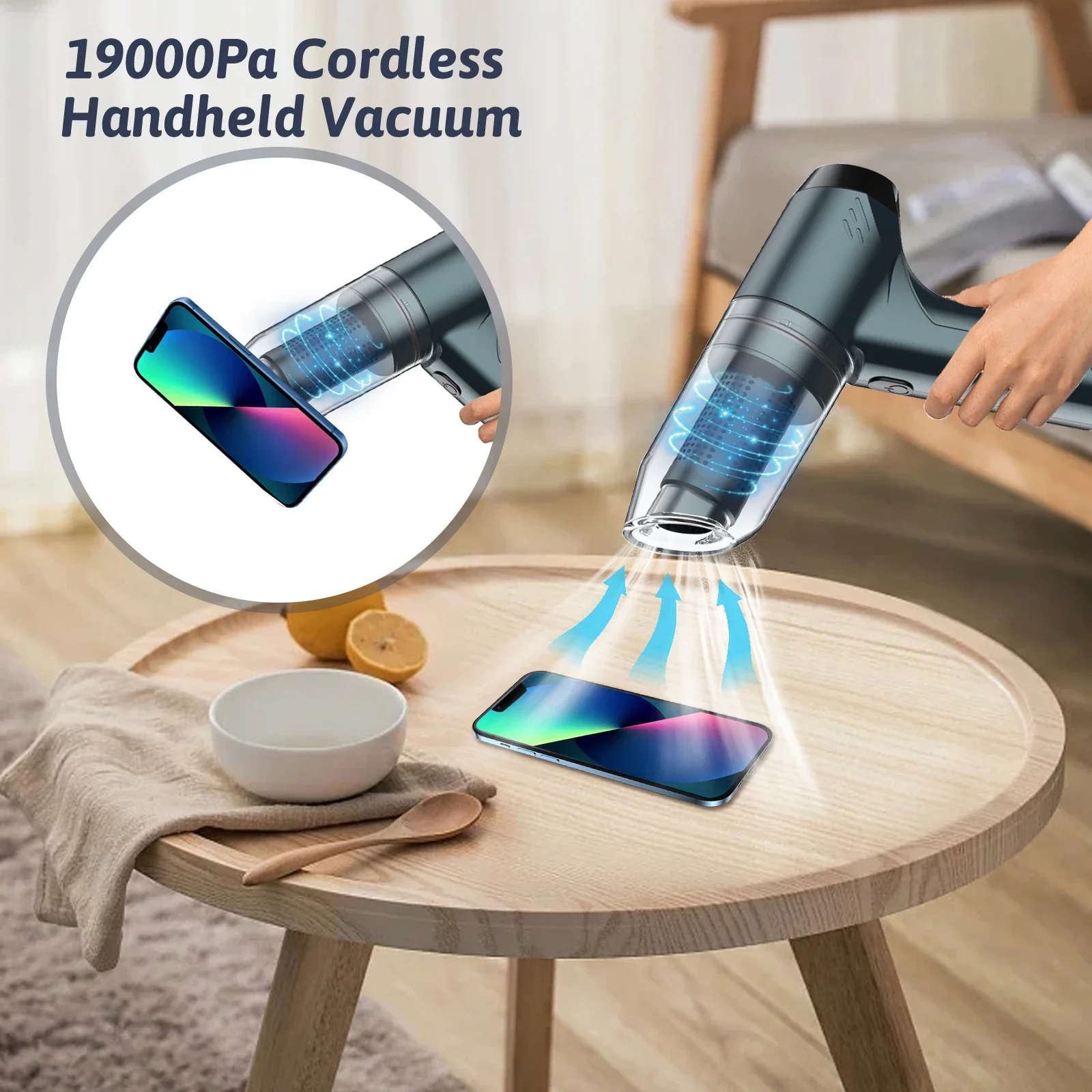 Handheld 3in1 Vacuum Cleaner 6500Pa Strong Suction Dust Collector Wet and Dry Air Blower Hand Pump Portable Cordless Air Duster