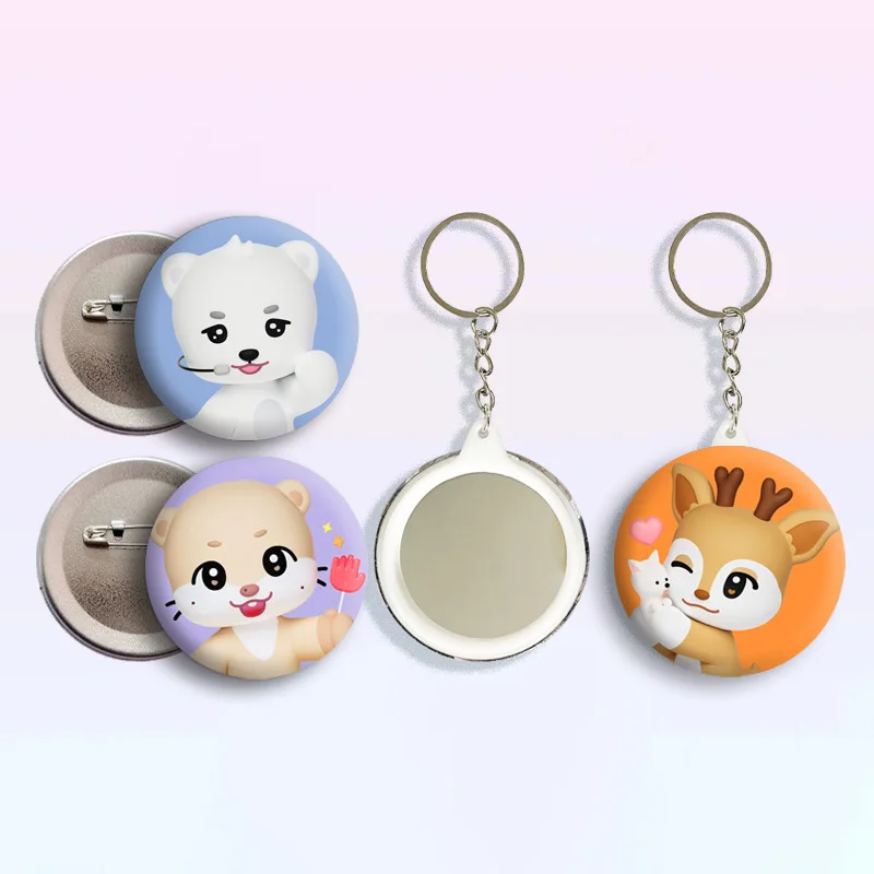 New 100PCS Key Ring Mirror Blank Badge Button Pins 44/58mm Blank DIY Crafts Parts Maker Easy To Carry Small and Cute Decorations