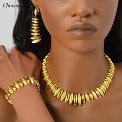 Trend Scrub Sharp Jewelry Set for Women Punk Smooth Neck Necklace Friend Hand Bracelet Metal Unique Earrings Accessories