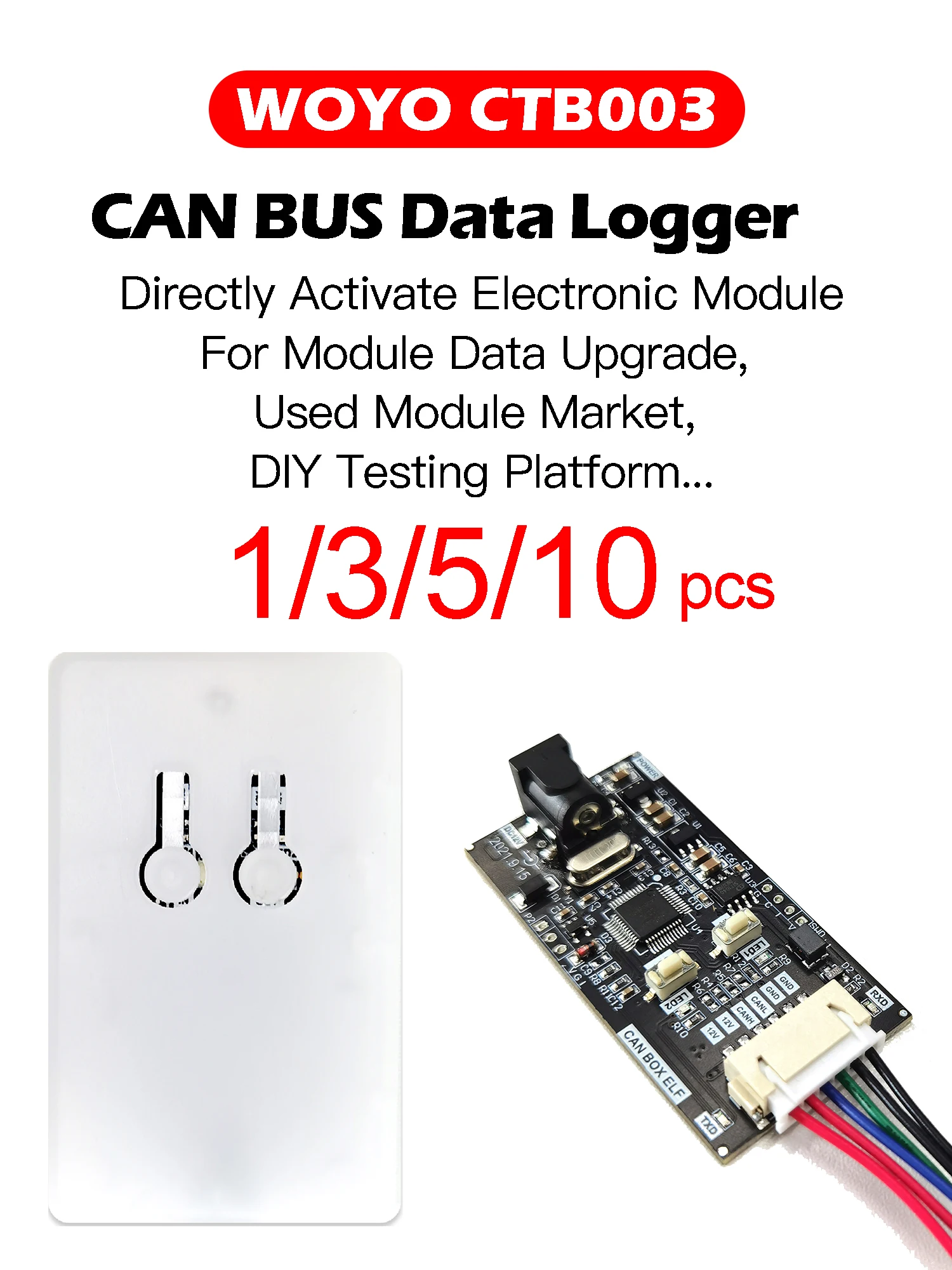 WOYO CTB003 1/3/5/10 set Kann bus datenlogger für alle auto kann bus modul daten transceiver automotive diagnose tool für IP/HMI/EWP/EACC... – Detail 3