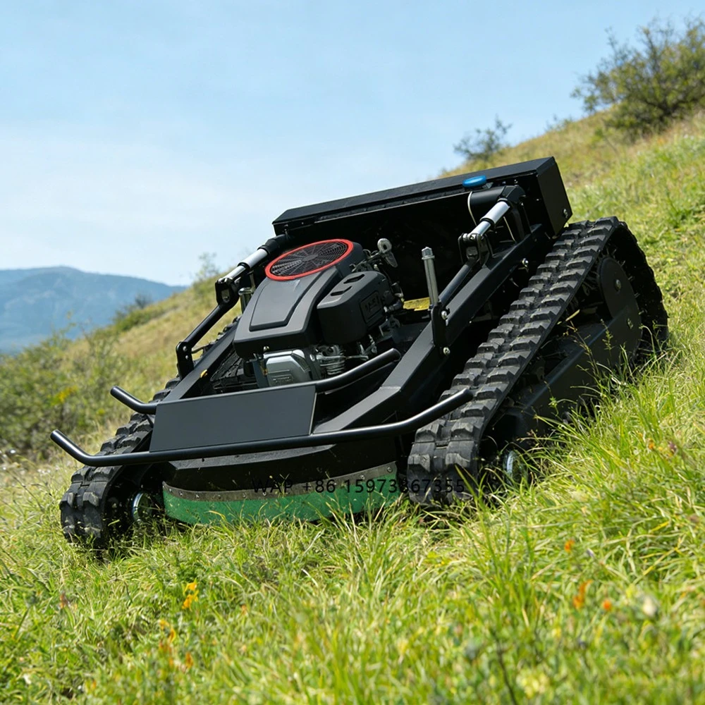 

2026 Newest 3000W Industrial DIY 4-Stroke Crawler Wheel Remote Control Lawn Mower 20-200mm Adjustable Cutting
