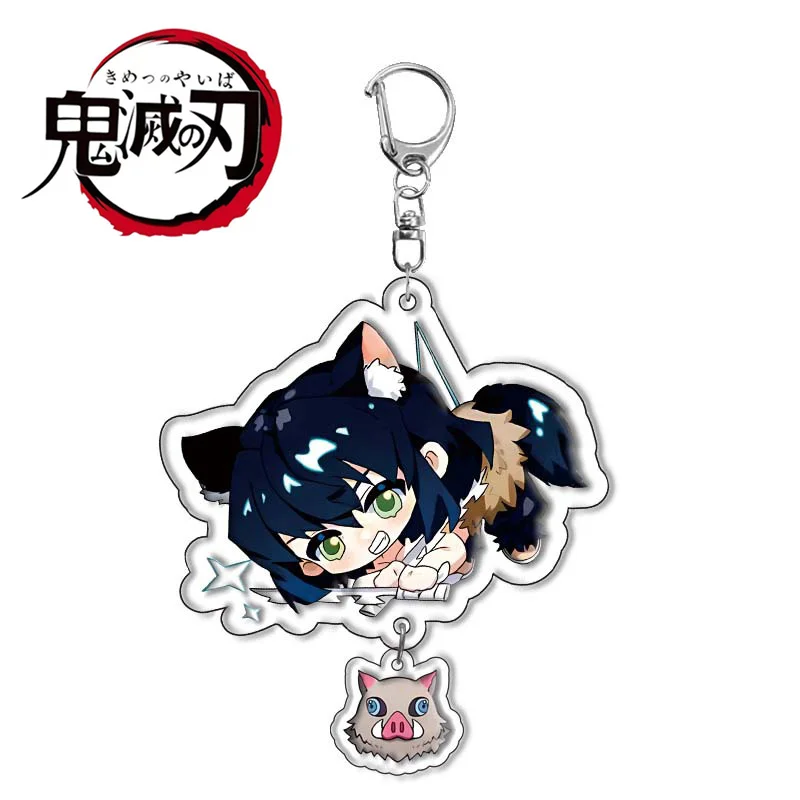 Demon Slayer Anime Acrylic Keychain Kamado Nezuko Design Cartoon Character Schoolbag Pendant Perfect Gift Kids Packaging Decor view 4