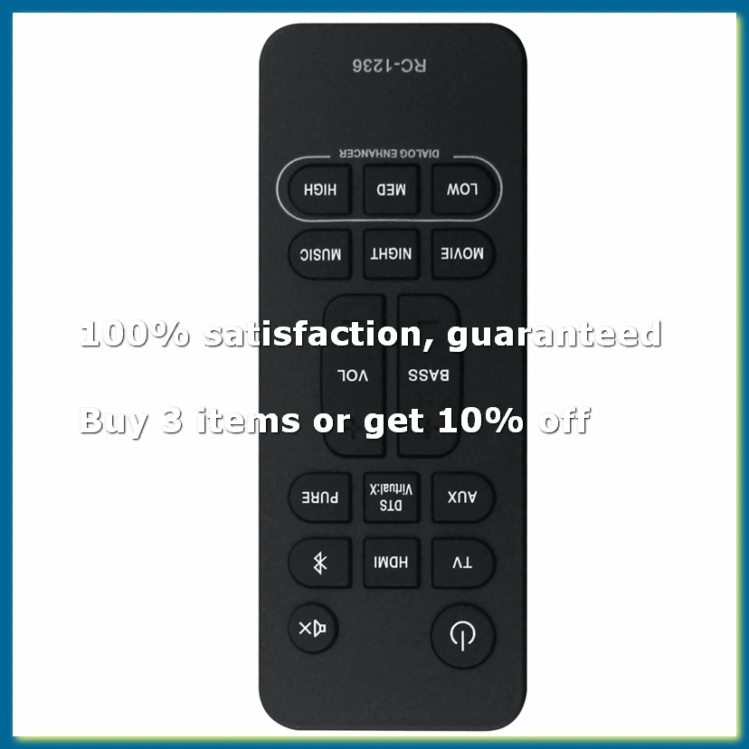 Replace RC-1236 Remote Control for Home Theater Sound Bar System RC1236 -S216 DHTS216 -S216H DHTS216H-DTD2
