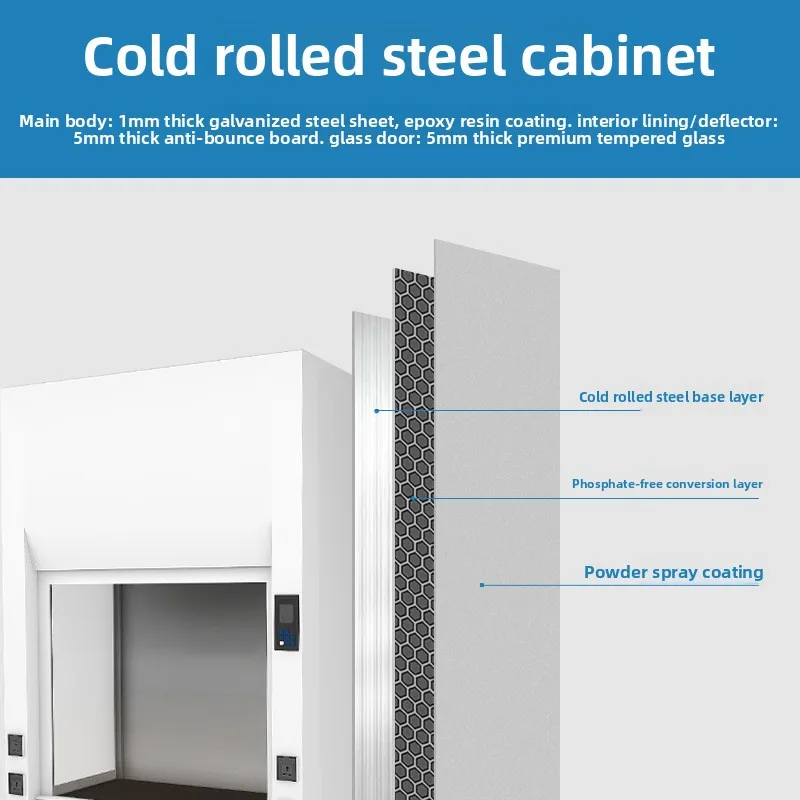 Image 5: Conduit d'armoire de Ventilation d'échappement de laboratoire à bords en verre en acier avec composant de moteur central hotte de défauts de table commerciale avec