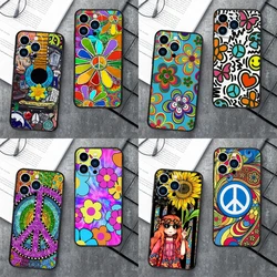 Hippie Daisy Tie-dye Flower Peace Phone Case For iPhone 16 15 11 12 13 14 Pro Max Mini XS Max XR X Plus SE2 Back Cover Coque