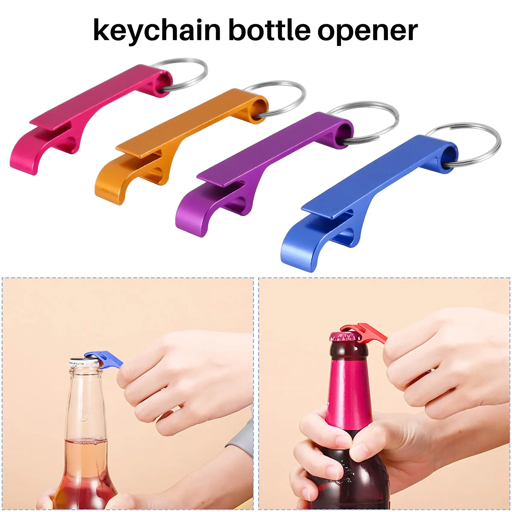 

Metal Bottle Opener100Pcs 8 Color Metal Bottle OpenerSplit Key Ring Chain Keychain Bulk Aluminum