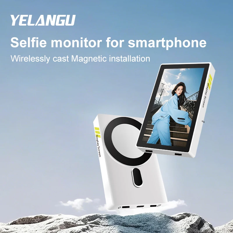 YELANGU TP01 Smartphone Wireless Magnetic Selfie Monitor Screen for Smartphone Vlog Live Stream Video Recording VS KingMa PH01