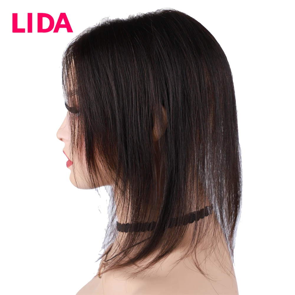 Peluca de cabello humano con cierre de Base de seda para mujer, peluca con Clip superior en piezas de cabello, cubierta recta, caída de cabello