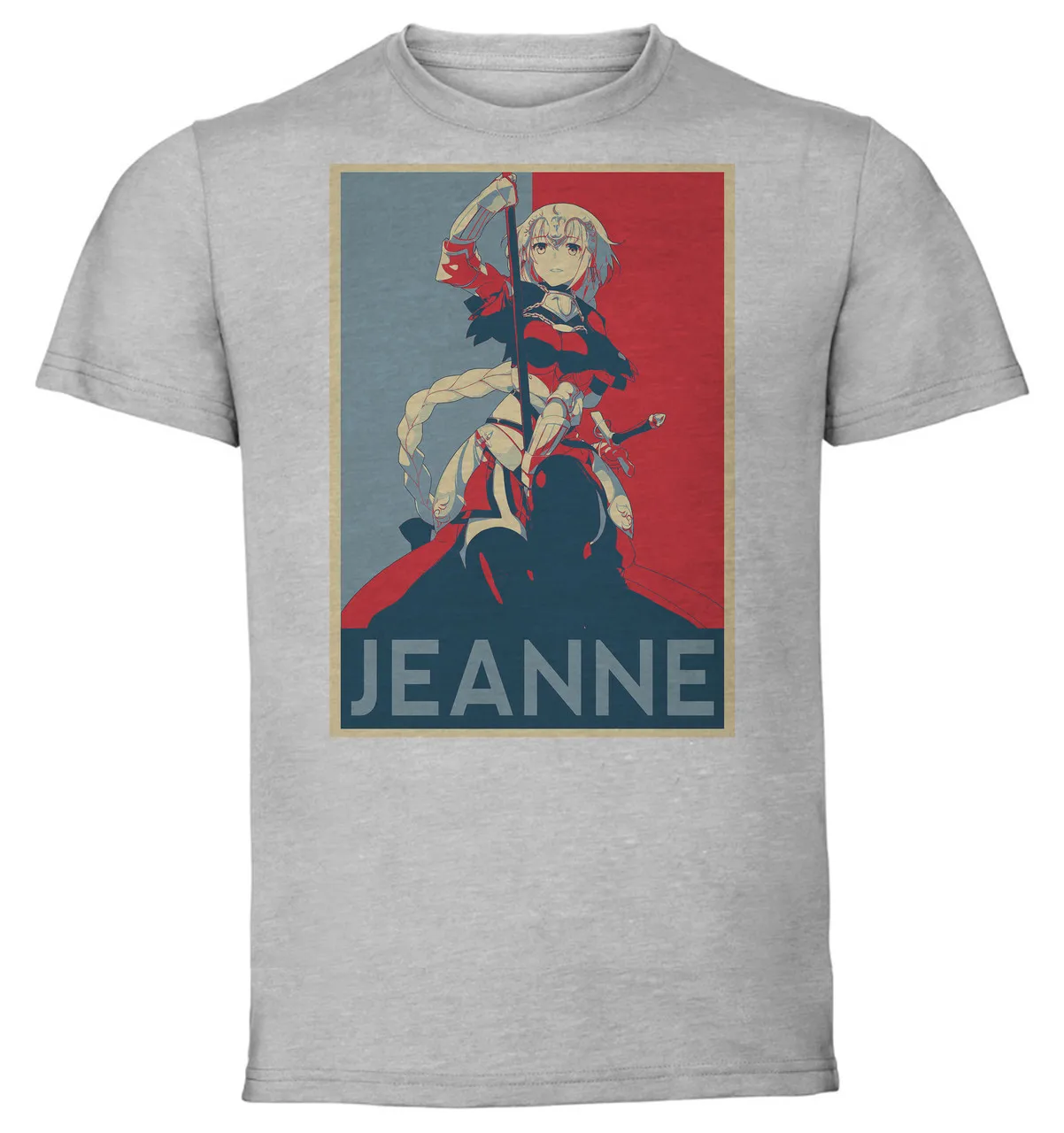 T-shirt Unisex Grey Propaganda Fate Grand Order Jeanne D'arc Variant 5