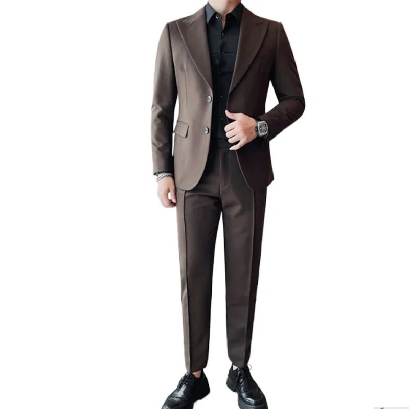 Men's suit set version  2 Pieces Suit Elegant Button Slim Fit Single Breasted Party Blazer Vest Pants Set Business Suits Men's