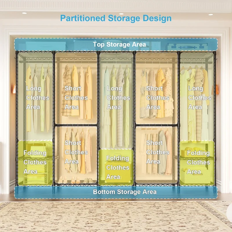 H50 Extra Large Clothes Rack, Heavy Duty Garment Rack, Freestanding Portable Closet, Clothing Racks for Hanging Clothes