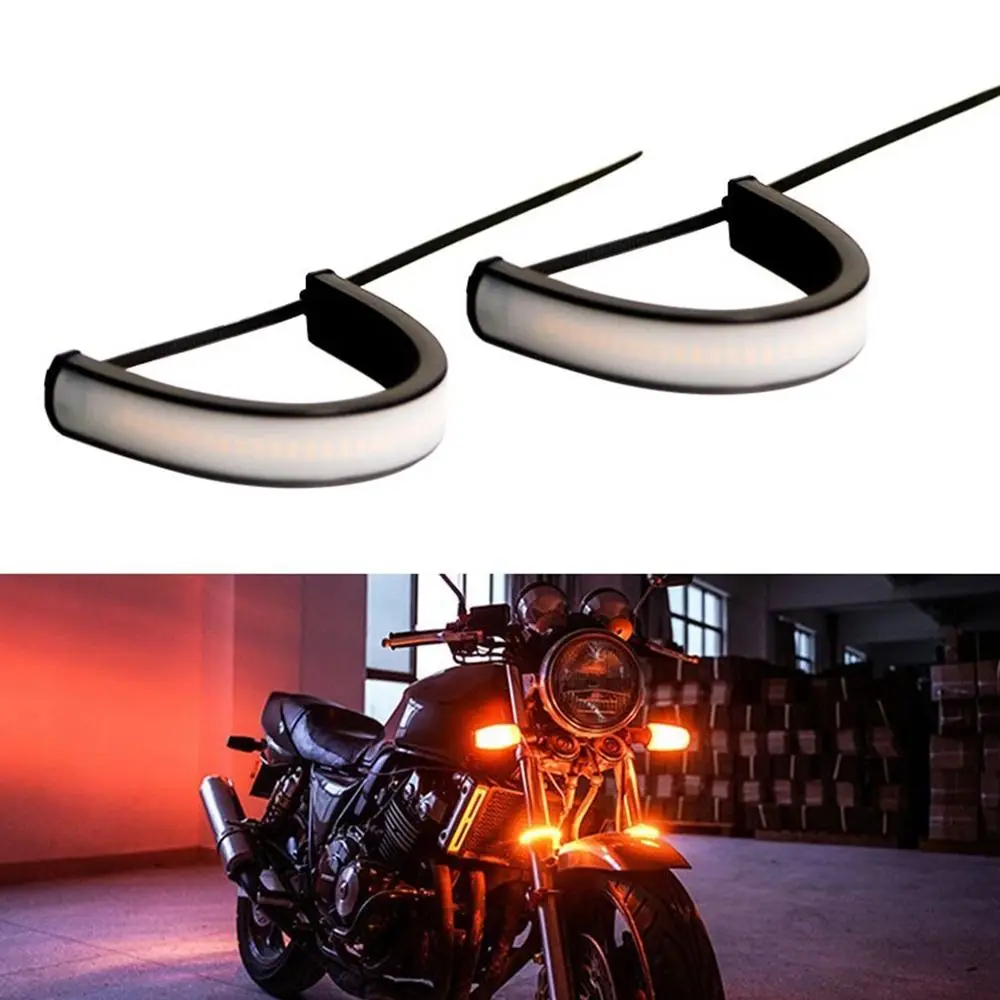 Electricbike Flexibele Voorvork Led Lampstrips Draaien Blinker Gele Kleur Verlichting Motorfiets Richtingaanwijzer Licht