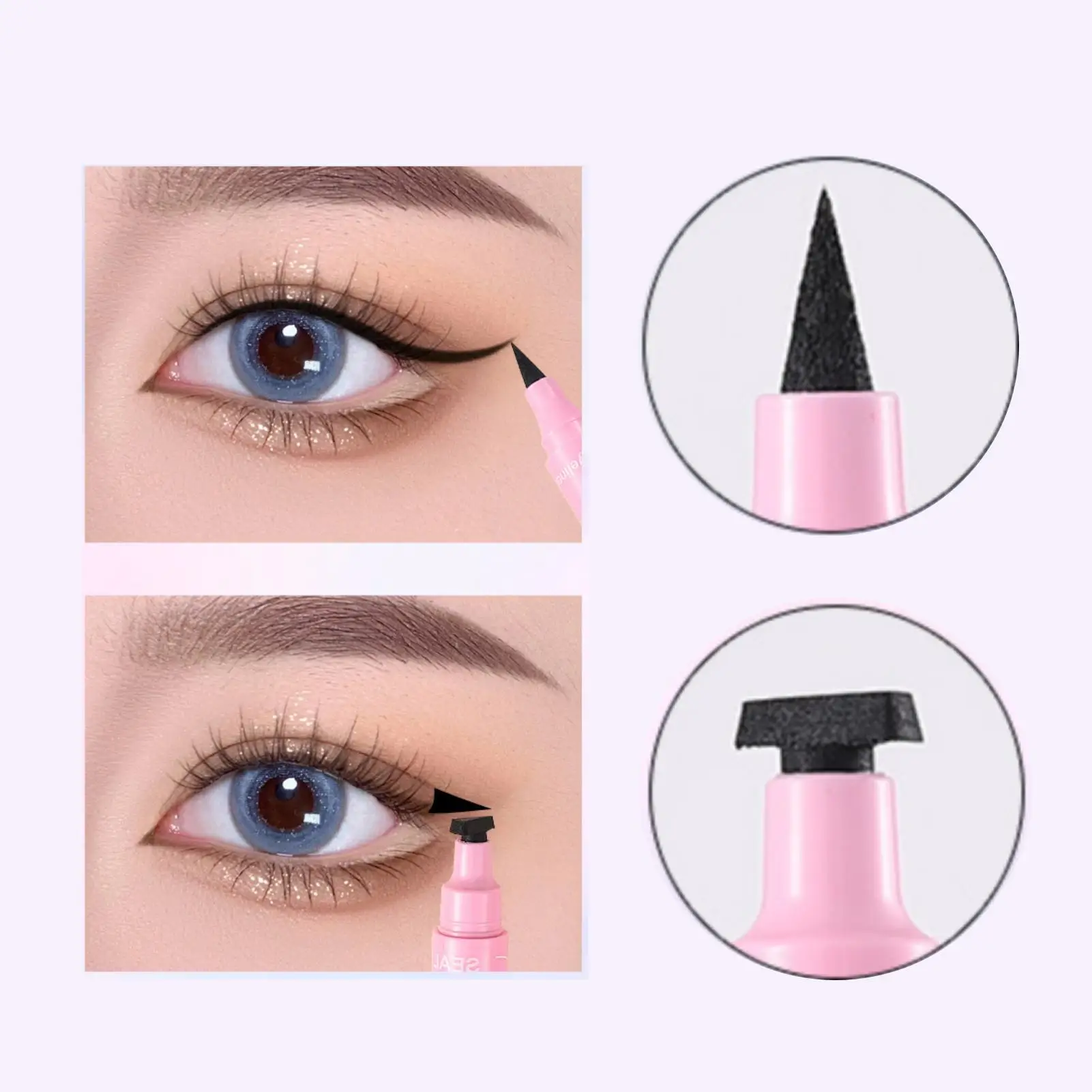 Eyeliner 2 in 1 da 1 pezzo: impermeabile, ad asciugatura rapida, antivegetativo, setoso, facile da iniziare, anti-sbavature, adatto ai principianti