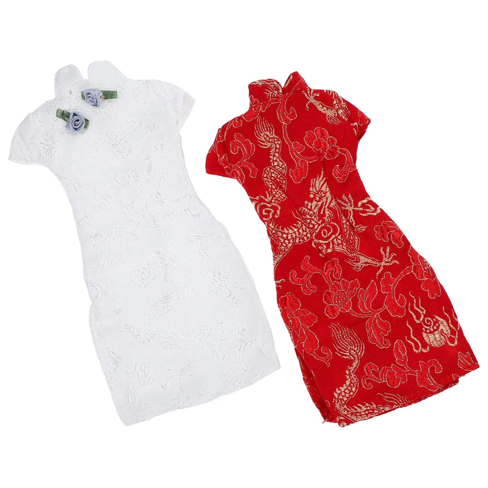 Girls Cheongsam Dress Costume 2 Piece Soft Reusable Chinese Style Outfit for Imaginative Play