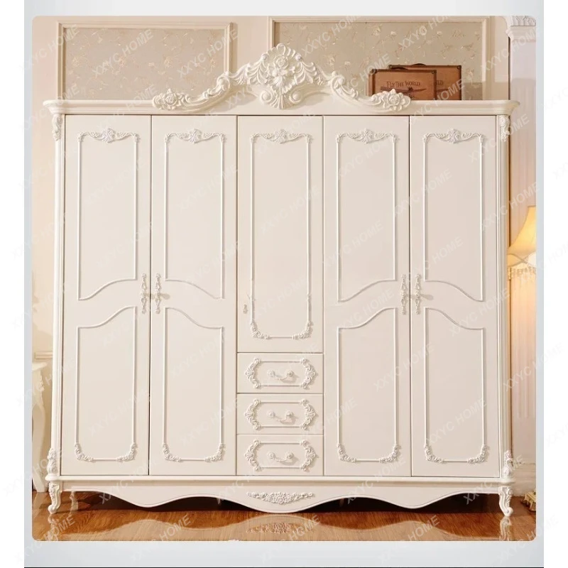 Q   wardrobe bedroom modern simple storage white large wardrobe solid wood cabinet