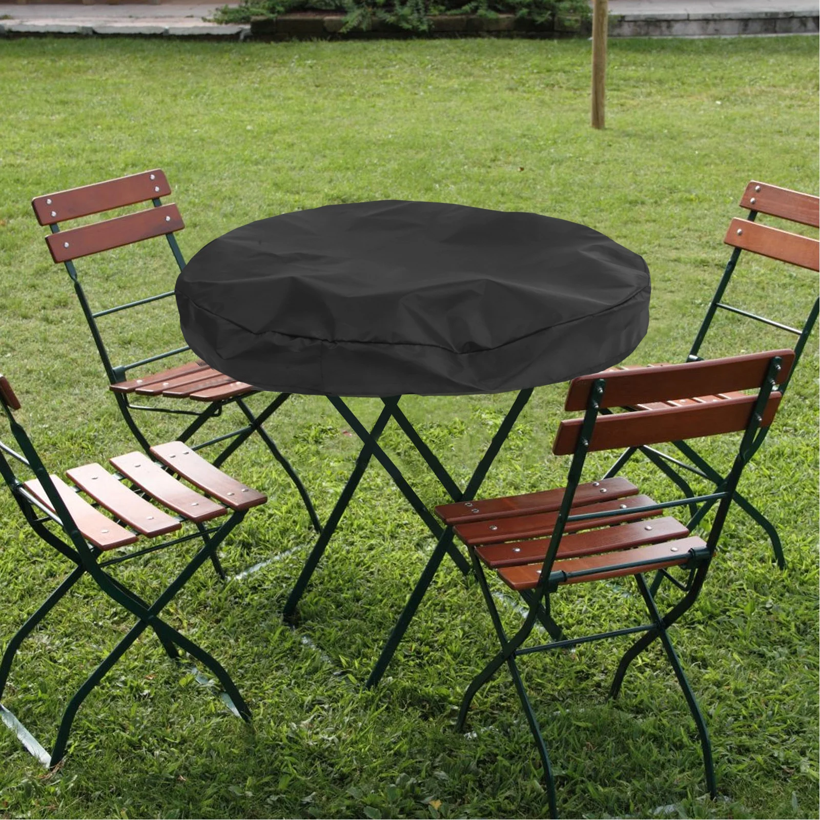 

Heavy Duty Oxford Fabric Round Fire Pit Cover Outdoor Barbecue Pit Table Grill Protective Patio Windproof Foldable