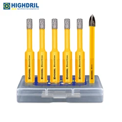 HIGHDRIL Drill Bit Kit 6pcs/box Dia 6/6/6/6/6mm Drill Bit + 6mm Positioning Drill bit Tile Holes Drill Porcelain Tile Crown