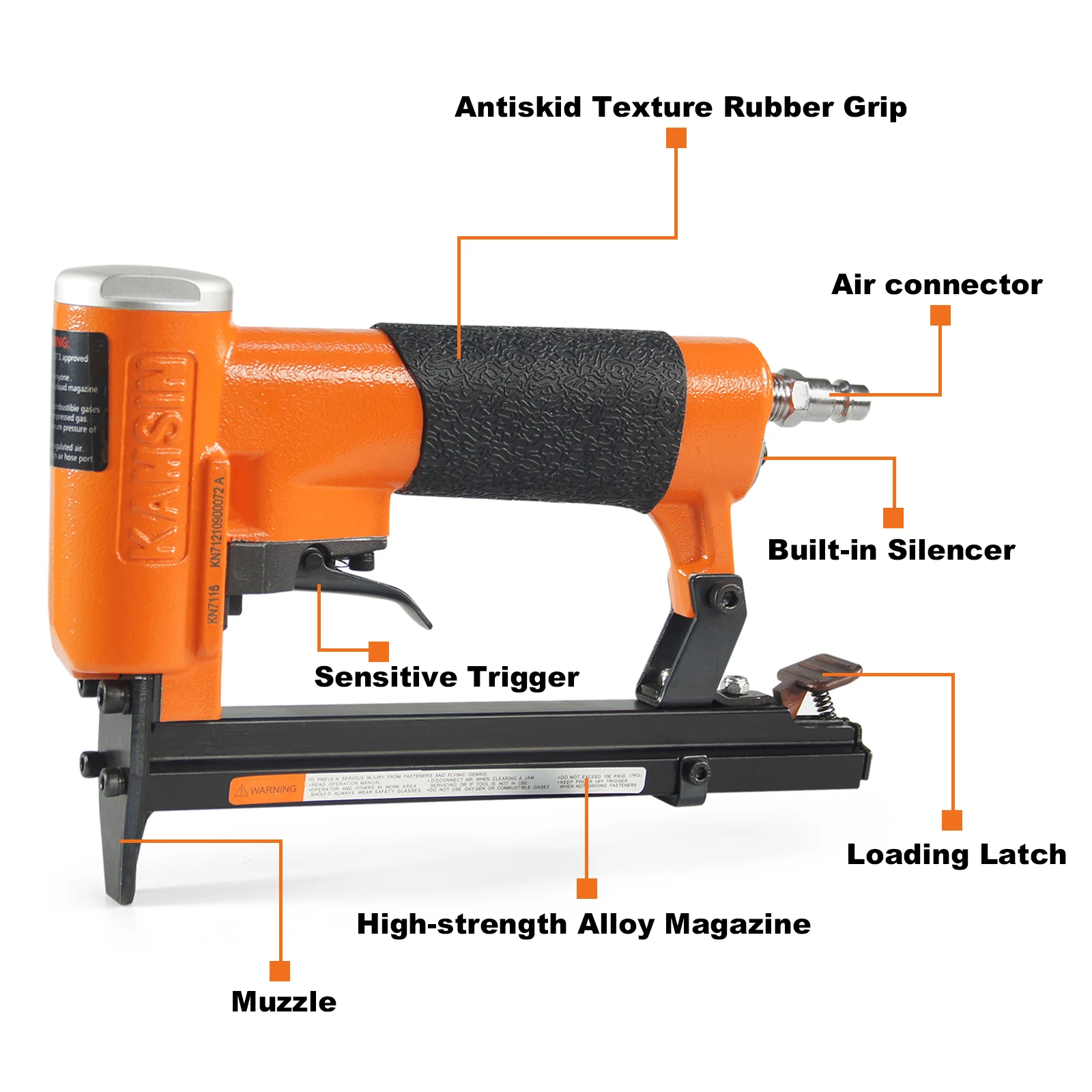 KAMSIN KN7116 22 Gauge Pneumatic Upholstery Stapler 71 Series 3/8-Inch Crown  Fine Wire Stapler for Furniture and Fabric