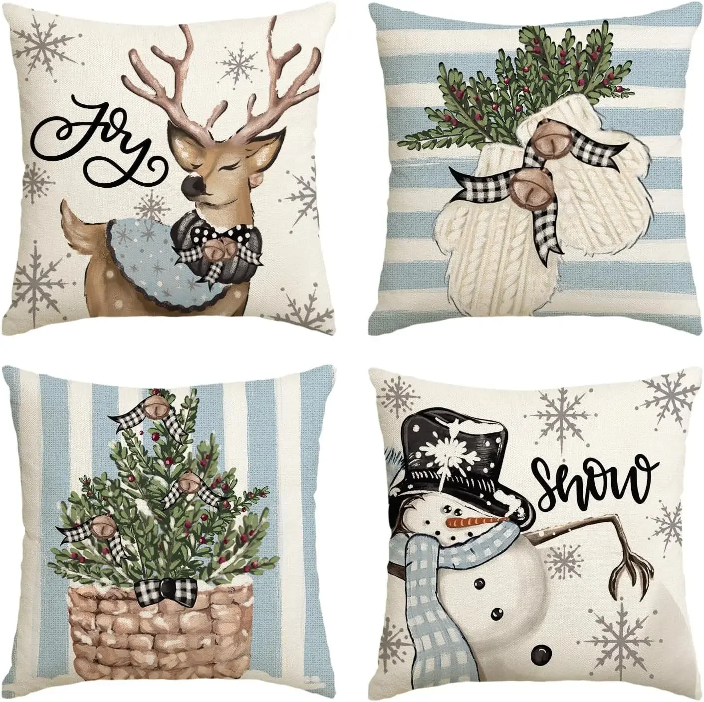 4set-45cm Merry Christmas Cushion Cover Pillowcase Christmas Decorations for Home Ornament Happy New Year Christmas Decor 2026